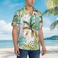 thumbnail image 3 of Pofeuu Watercolor Palm Tree Print Hawaiian Shirt for Men Sleeves Casual Button Down Summer Beach Dress Shirts T-Shirts,Medium, 3 of 7