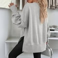 thumbnail image 4 of YDDIAN Oversized Sweatshirt For Women Thumbhole Fleece Long Sleeve Side Slit Crewneck Sweatshirts Casual Y2K Pullover Hoodies Gray M, 4 of 5