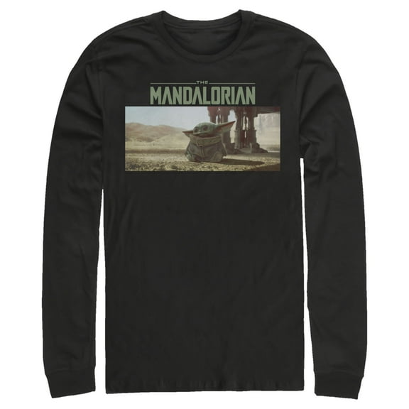 Men's Star Wars: The Mandalorian The Child Desert Walking  Long Sleeve Shirt Black 2X Large