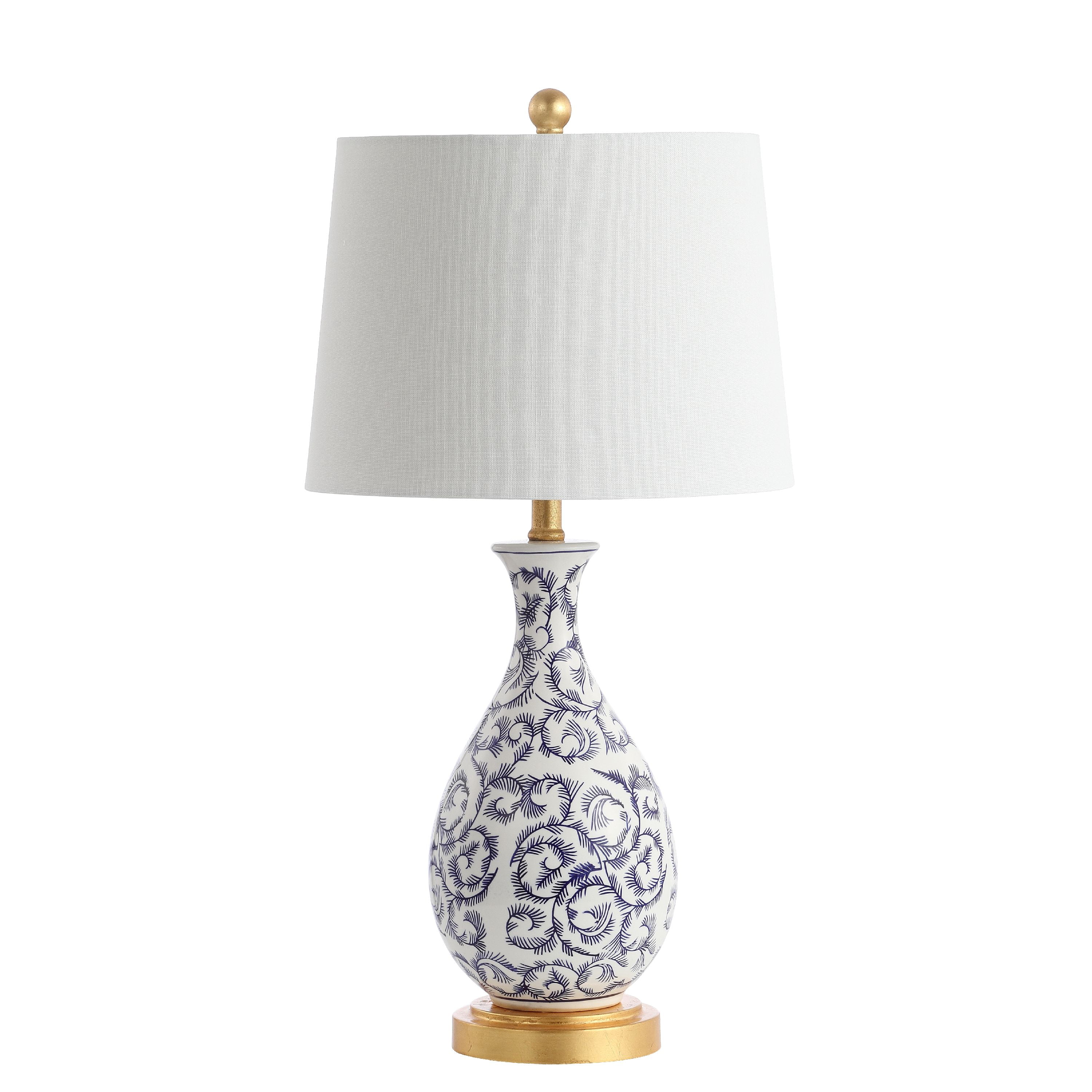 SAFAVIEH Avi Floral Vines 27.5 in. H Table Lamp, Blue/White, Set of 2