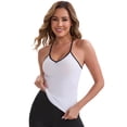 thumbnail image 4 of DARING DIVA Women's Colorblock Ice Silk Spaghetti Straps V Neck Tank Top S White, 4 of 6