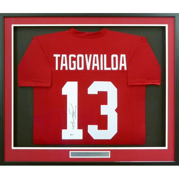 Alabama Crimson Tide Tua Tagovailoa Autographed Framed Red Jersey Beckett BAS 162370
