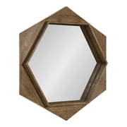 Kate and Laurel Yandel Contemporary Rustic Hexagon Wooden Wall Mirror, Distressed Light Brown