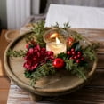thumbnail image 4 of Christmas Candle Rings for Table Centerpiece Small Candle Wreaths with Red Berries, 9x2.95 Inch Artificial Candle Ring Holder for Xmas Wedding Home Table Mantel Party Decor, 1PC, 4 of 8