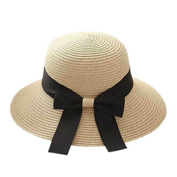 Amystore Ladies Straw Hat Sun Hats Foldable Sun Protection Wide Brim Summer Beach