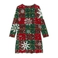 thumbnail image 3 of vdgthytj Girls Christmas Dress Kids Plaid Crewneck Long Sleeve A-Line Party Midi Dresses Fall Winter Clothes 4-14 Years, 3 of 5