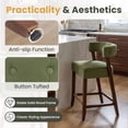thumbnail image 3 of Dayalane Modern Counter Height Bar Stools Set of 4, 27" H Barrel Back Velvet Upholstered Counter Stools with Wood Legs, Barstools for Kitchen Island, Dining Room Bar, Green, 3 of 9