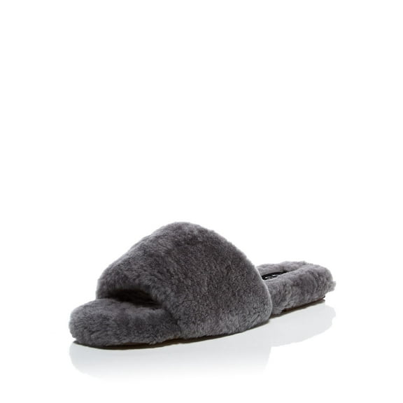 AQUA Womens Gray Comfort Snowy Square Toe Slip On Slippers 9 M