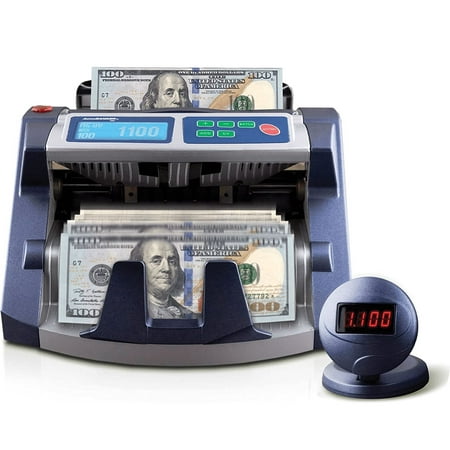 AccuBANKER AB1100PLUS UV Commercial Digital Bill Counter Hopper Capacity 200 Bills & Speed of 1,300 Bills/Min Money Counter Machine with Counterfeit Detector UV Light - UL Listed