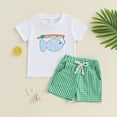 thumbnail image 2 of Infant Boy Clothes Toddler Baby Boys Sets Children's Spring Summer Cotton Round Neck Printed Short-sleeved Running Suit 12 18 24 Month 3T 4T 5T T-Shirt Pocket Short Pants 2 Piece, 2 of 7