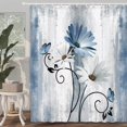 thumbnail image 2 of Bevtee Rustic Farmhouse Shower Curtain, Farm Blue Daisy Floral Flowers and Butterfly on Country Wooden Shower Curtain for Bathroom with 12PCS Hooks, 70X70IN, Turquoise Blue, 2 of 8