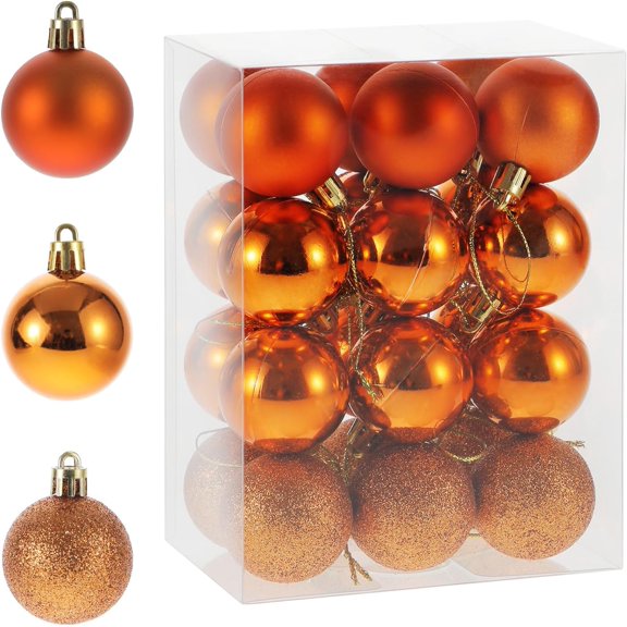 Christmas Ball Ornaments,Pre-Strung Christmas Tree Decorations,Holiday Hanging Balls-3 Style Shatterproof Plastic Christmas Ornaments Set of 24pcs