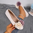 thumbnail image 3 of Viluyesy Womens Ballet Flats Round Toe Faux Suede Flower Slip On Cushioned Lightweight Dressy Wedding Comfort Flat Shoes White Size US7, 3 of 9