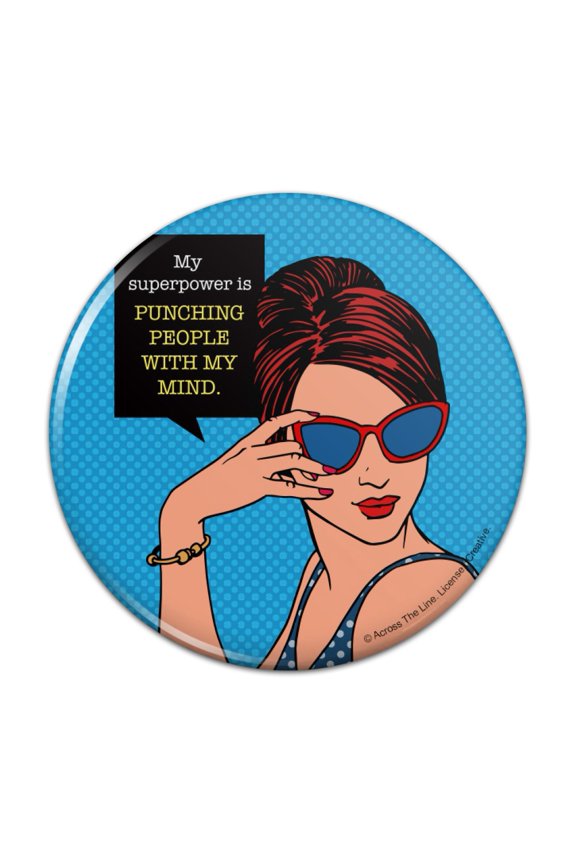 My Super Power is Punching People with My Mind Funny Humor Pinback Button Pin