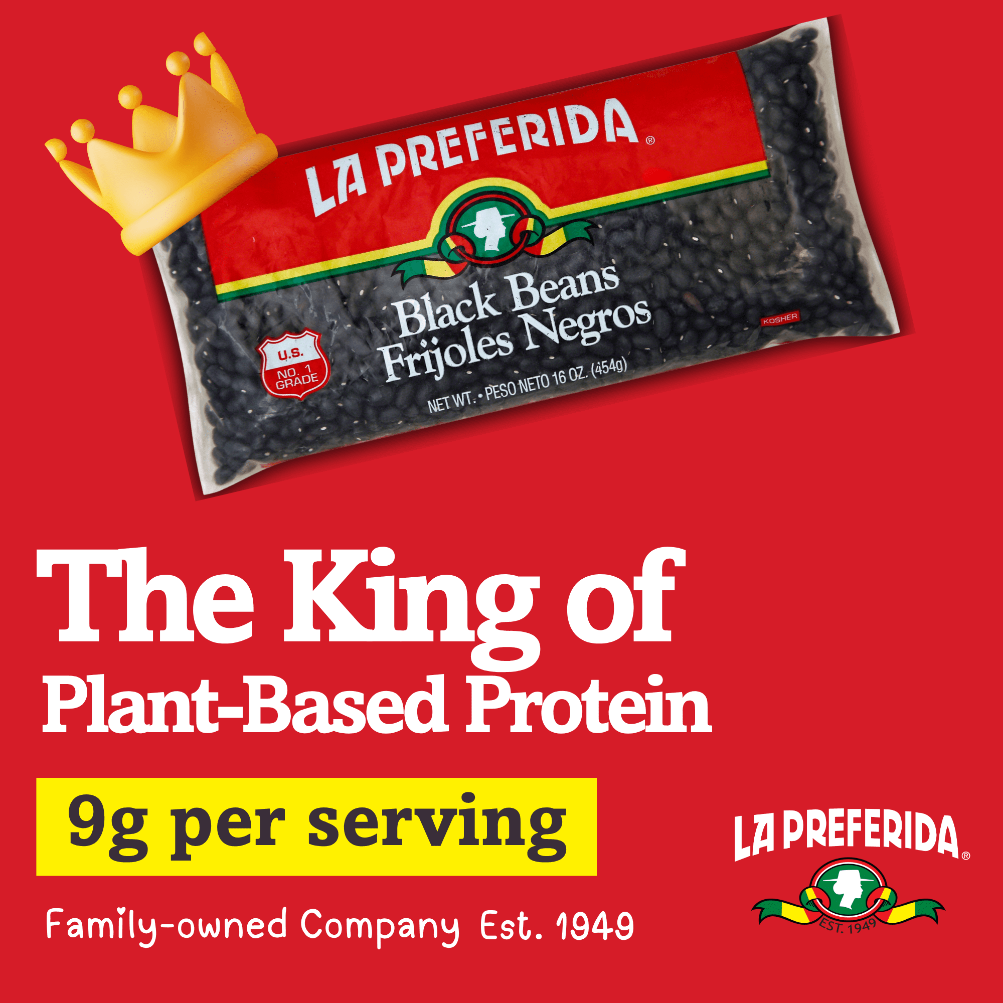 (24 pack) La Preferida Traditional Black Beans, 16 oz Bag, Gluten-Free and Dairy-Free