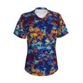 thumbnail image 2 of Uemuo Colorful Fall Leaves Printed Women's Classic V-Neck T-Shirt - Soft, Breathable, Moisture-Wicking, Perfect for Casual, Office, Travel, and Everyday Wear-Large, 2 of 5