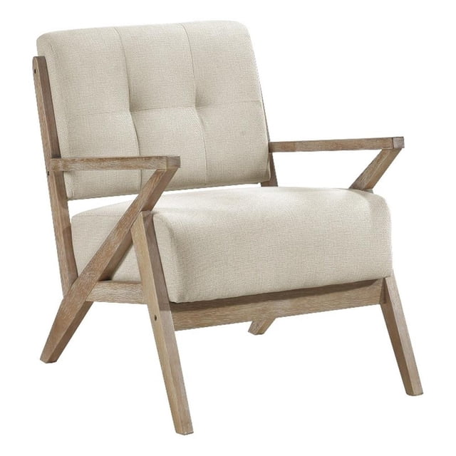 Pemberly Row Mid-Century Fabric Upholstered Accent Chair in Sand