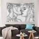 thumbnail image 3 of Mujeres/hombres boceto abstracto arte beso amantes tapiz/tapiz de besos colgante de pared tapiz de arte lineal en blanco y negro, tiro de playa, 3 of 5