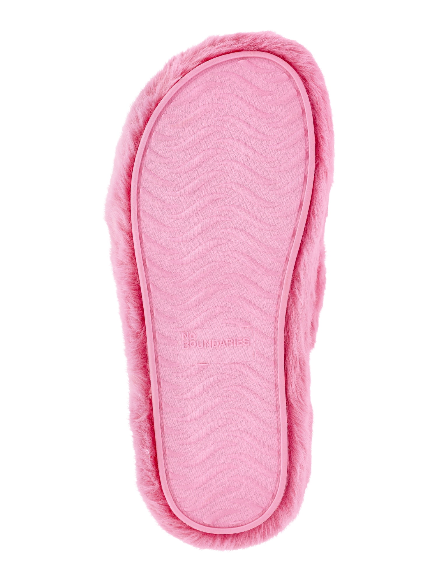 No Boundaries Women's Faux Fur Platform X-Band Slippers