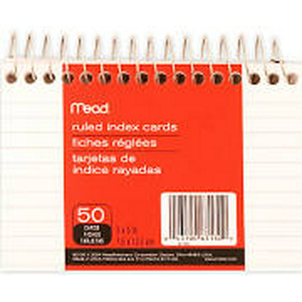 Mead Wirebound Ruled Index Cards, White, 3" x 5", 50 Count (63130