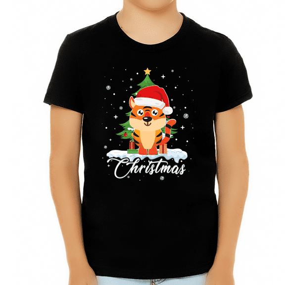 Boys Christmas Shirt Cute Tiger Christmas Shirts for Boys Cute Christmas Shirts for Kids