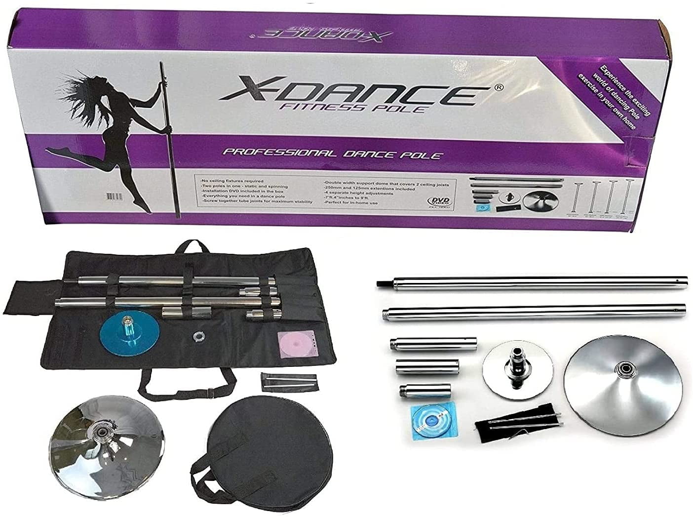 X-POLE X-PEPT ポールダンス POLEDANCE X Pole | Chrome X Pole XPert Pro Bundle Kit | Pole Fitness Dancing