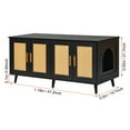 thumbnail image 3 of KFFKFF Dual Cat Litter Enclosure, Privacy Furniture for Cats with Wicker Door Design, Wood Litter Cabinet Compatible with Various Boxes, 47.2"L x 19.7"W x 21.7"H, Black, 3 of 9