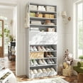 thumbnail image 3 of Homieasy 10-Tier Shoe Cabinet with 2 Drawers, 65cm Width Freestanding Closet Organizer with Adjustable Storage Shelves & Side Hooks –for Entryway, Bedroom, Living Room,White, 3 of 8
