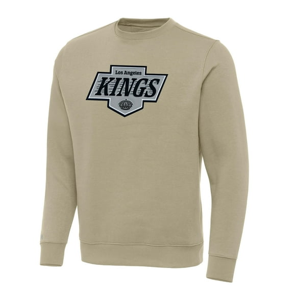 Men's Antigua Khaki Los Angeles Kings Victory Crewneck Pullover Sweatshirt
