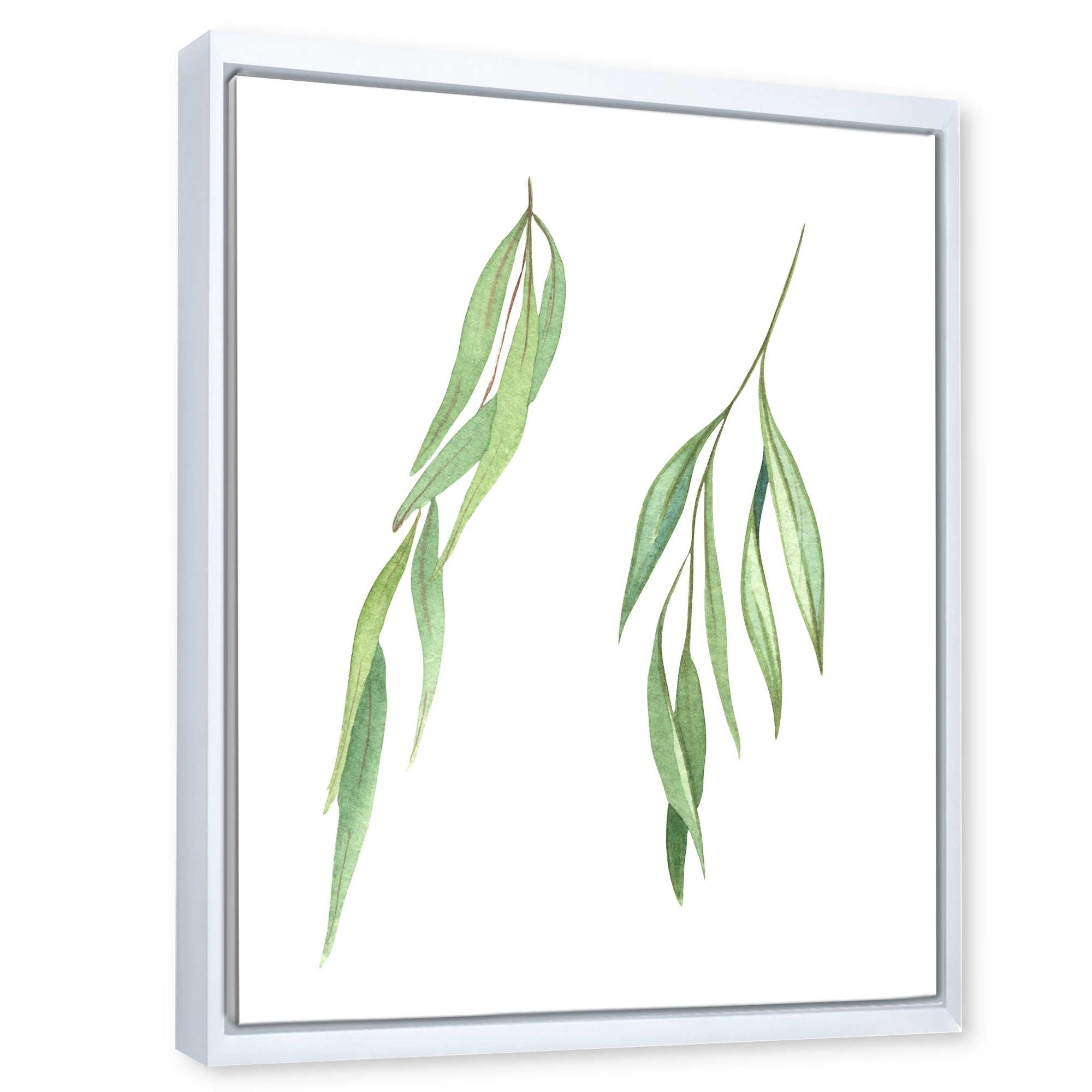 Designart 'Two Willow Branches On White' Farmhouse Framed Canvas Wall Art Print