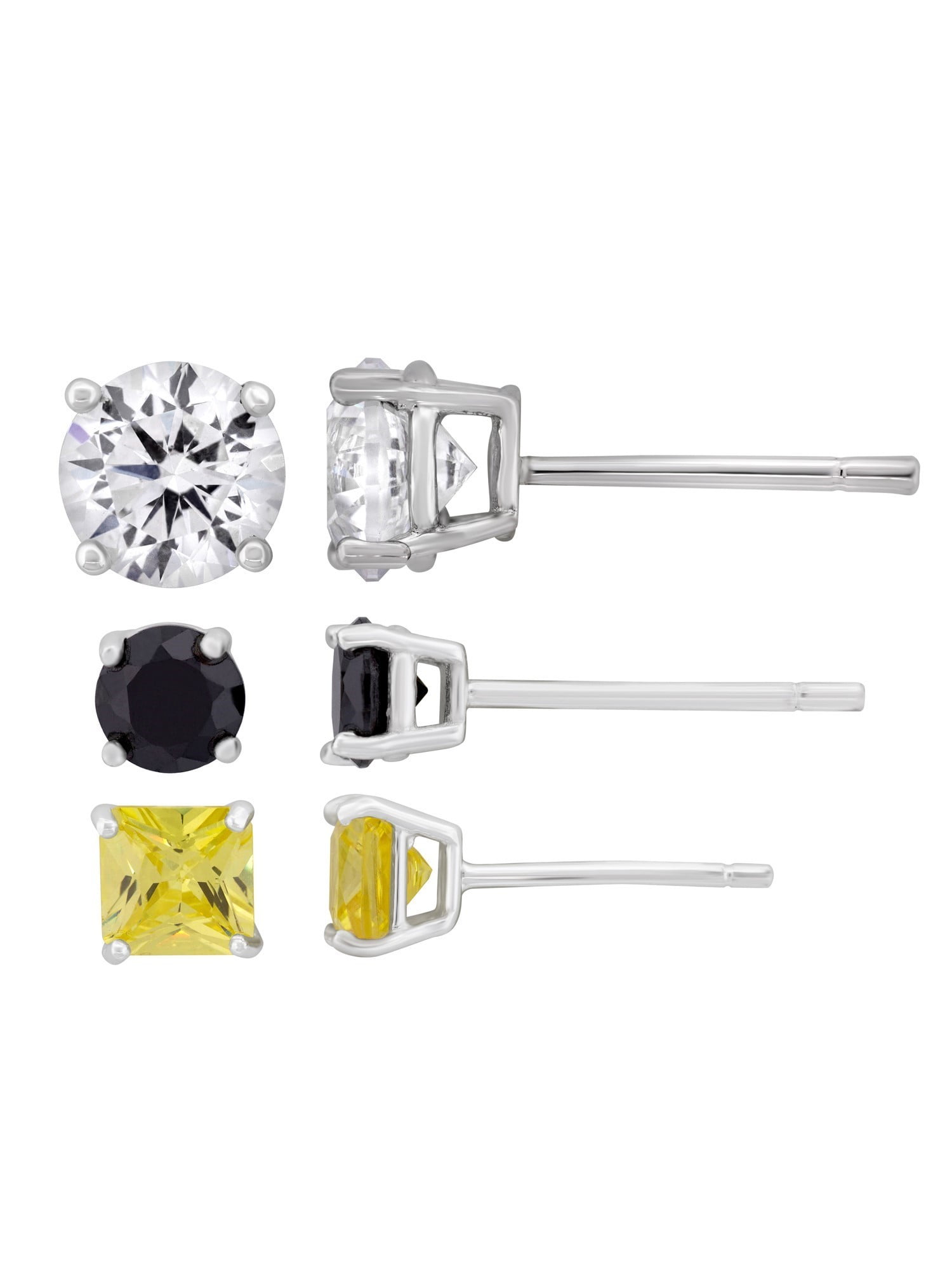 Silver stud earrings set of 3 Outlet