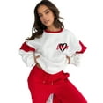 thumbnail image 5 of Sweatsuits for Women 2 Piece Heart Print Color Block Sweatshirt Fashion Casual Crewneck Lounge Sets Red XL, 5 of 10