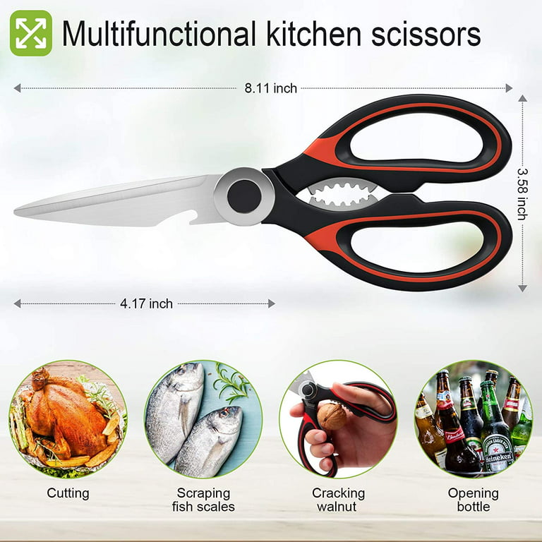 Kitchen Scissors, Prinoff Ultra Sharp Heavy Duty Kitchen Shears Dishwasher  Safe Stainless Steel Multi-function Cooking Shears