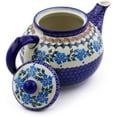 thumbnail image 2 of Polish Pottery 6 cups Tea or Coffee Pot (Blue Cornflower Theme) Hand Painted in Boleslawiec, Poland + Certificate of Authenticity, 2 of 6