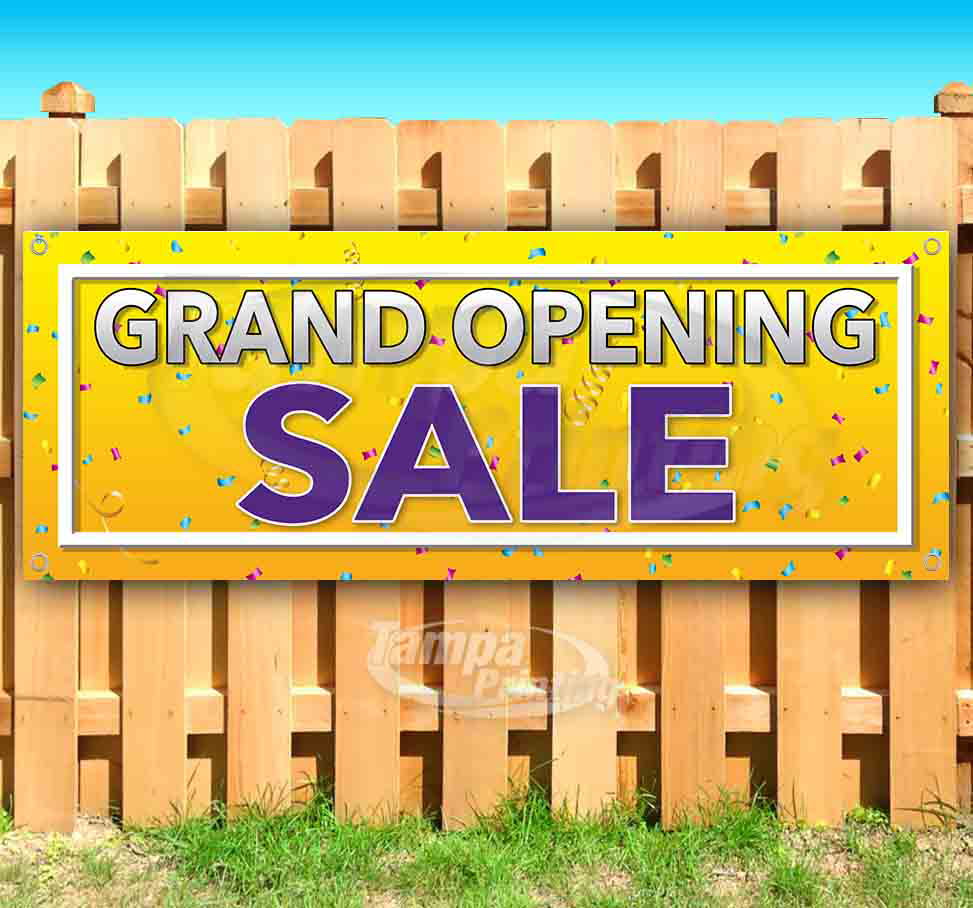 Grand Opening 13 oz Heavy Duty Vinyl Banner Sign with Metal Grommets Advertising Store Flag, Many Sizes Available New