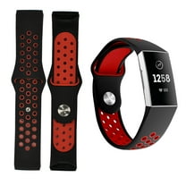 GoldCherry For Fitbit Charge 3 Bands/Charge 3 SE Classic Bands,Sports Silicone Replacement Women Men Bands Breathable Soft Strap Bracelet(Small-Black Red)