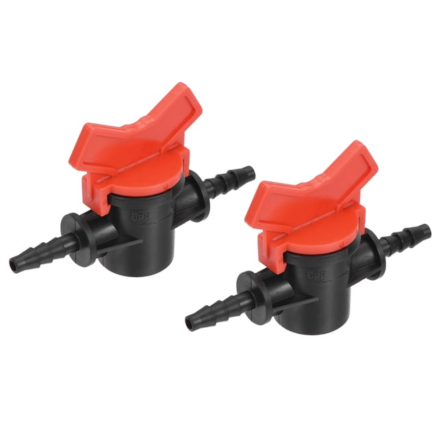 Uxcell 1/4" Conector de espiga Válvula de bola de cierre de plástico para tubo de riego 2 paquetes