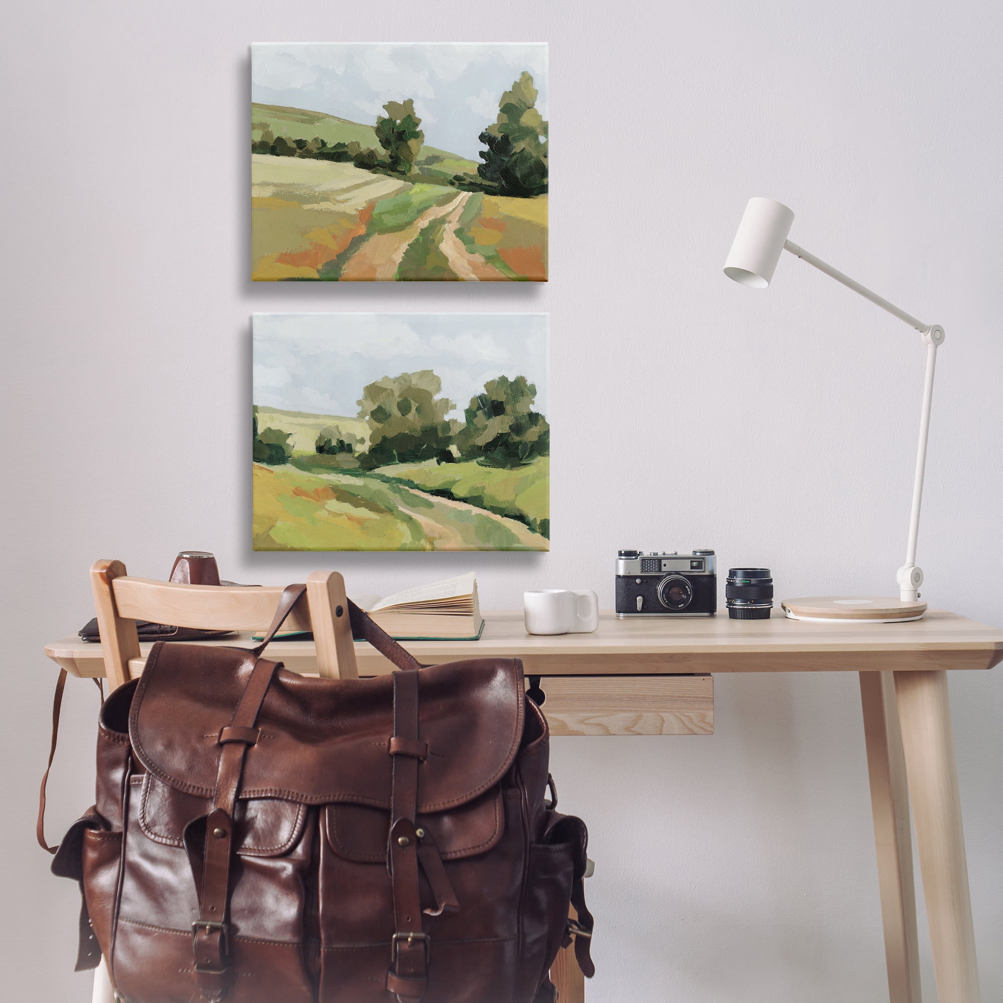 Stupell Industries Abstract Country Road Landscape Landscape & Nature Painting Wrapped Canvas Art Print Wall Art, 20 x 16, Set of 2