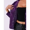 thumbnail image 5 of INSPIRE CHIC Sequin Jacket for Women's Contrast Collar Shiny Metallic Blazers M Purple, 5 of 5