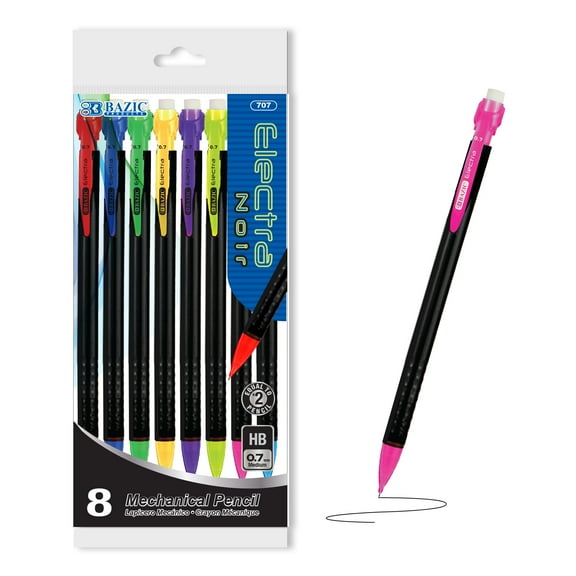 BAZIC Electra Noir Mechanical Pencil 0.7mm, (8/Pack), 1-Pack