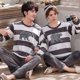 thumbnail image 1 of Pijamas de franela para hombre y mujer, ropa de dormir gruesa, cálida, de terciopelo Coral, para el hogar, talla grande 4XL, para otoño e invierno, novedad, 2 unidades por juego, 1 of 4
