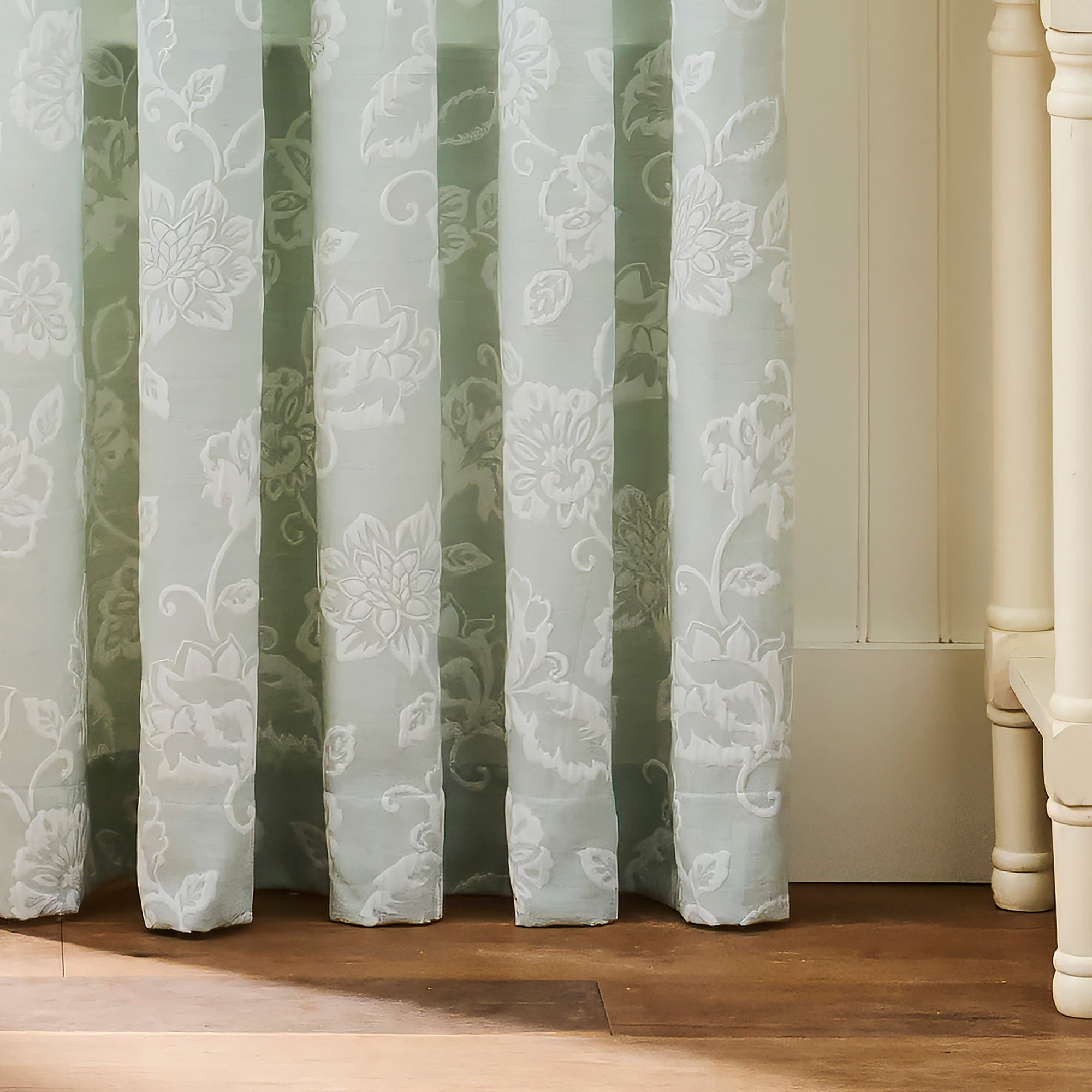 Martha Stewart Raina Matelasse Curtain Panel Pair, Sage, Pole Top, Light Filtering, Indoor, Adult, 2 Piece Set, 50" x 95"