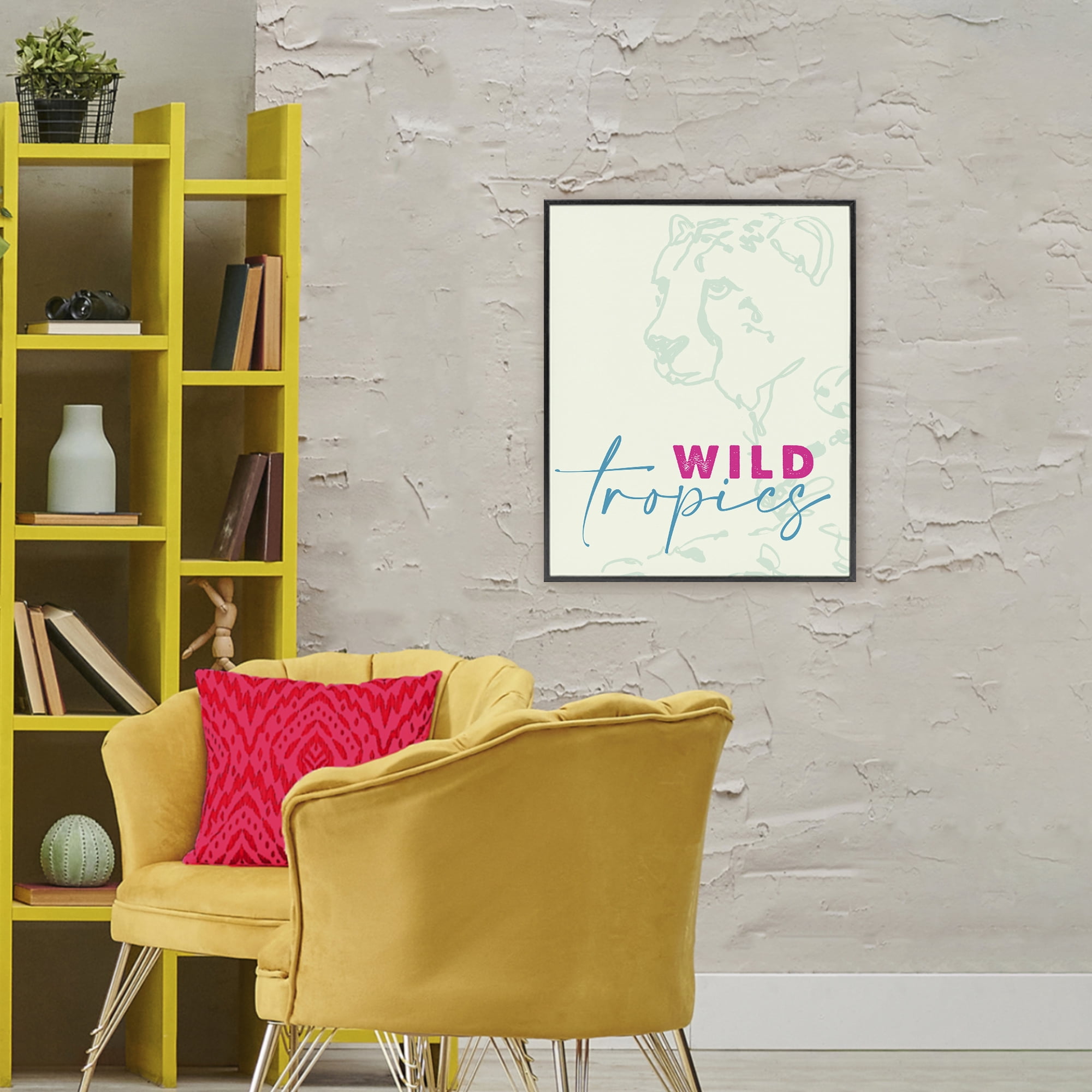 Stupell Industries Wild Tropics Cheetah Black Framed Giclee Art, design by Lanie Loreth