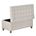 thumbnail image 6 of Storage Bench Ottoman, Beige Upholstered Flip Top Entryway Bench with Button Tufted Top and Rubber Wood Legs, Footstools Easy to Assemble for Bedroom End of Bed Couch, LJ2244, 6 of 9