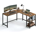 thumbnail image 1 of VASAGLE L-Shaped Computer Desk, Corner Desk, 54-Inch Writing Study Workstation, Rustic Brown and Black, 1 of 6