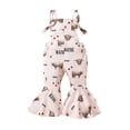 thumbnail image 1 of hirigin Kids Girls Suspender Pants, Sleeveless Bull Print Summer Flare Pants for Casual Daily, 1 of 8