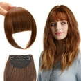thumbnail image 2 of relayinert Stable Fixation Clip In Bangs Hair Extensions For Party And Dinner Metallic Bangs Hair Clip Lifelike Light Brown, 2 of 6