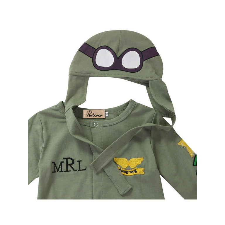 Newborn Infant Boys Girls 2 Pieces Little Pilot Costume Green