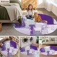 thumbnail image 5 of Modern Oil Painting Round Area Rug 3.3 FT, Non Slip Small Entryway Kitchen Mat, Purple Grey Abstract Graffiti Art Washable Soft Circular Rug Non-Shedding Door Mat for Bathroom Playroom Kids Room, 5 of 9