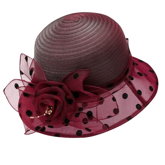 SHTXOZHI Women Sun Hat Bridal Bow Wide Brim Church Hat for Wedding Party Cocktail